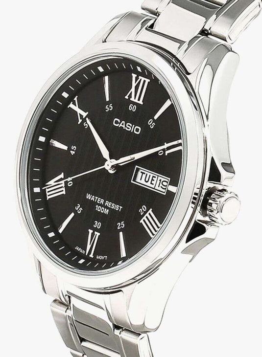 Casio MTP 1384D 1AVDF Black and Silver Wristwatch